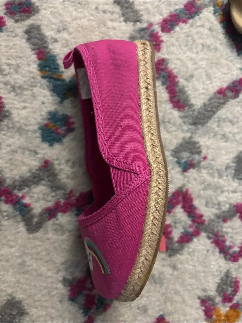 Gymboree Bright Pink Slip-On Flats with Rainbow & Ice Cream Embroidery
